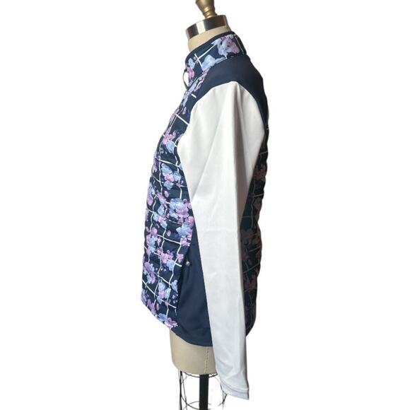 Peter Millar Navy Floral Merge Hybrid Puffer Golf Jacket Women's Size  M NWT - Picture 2 of 9